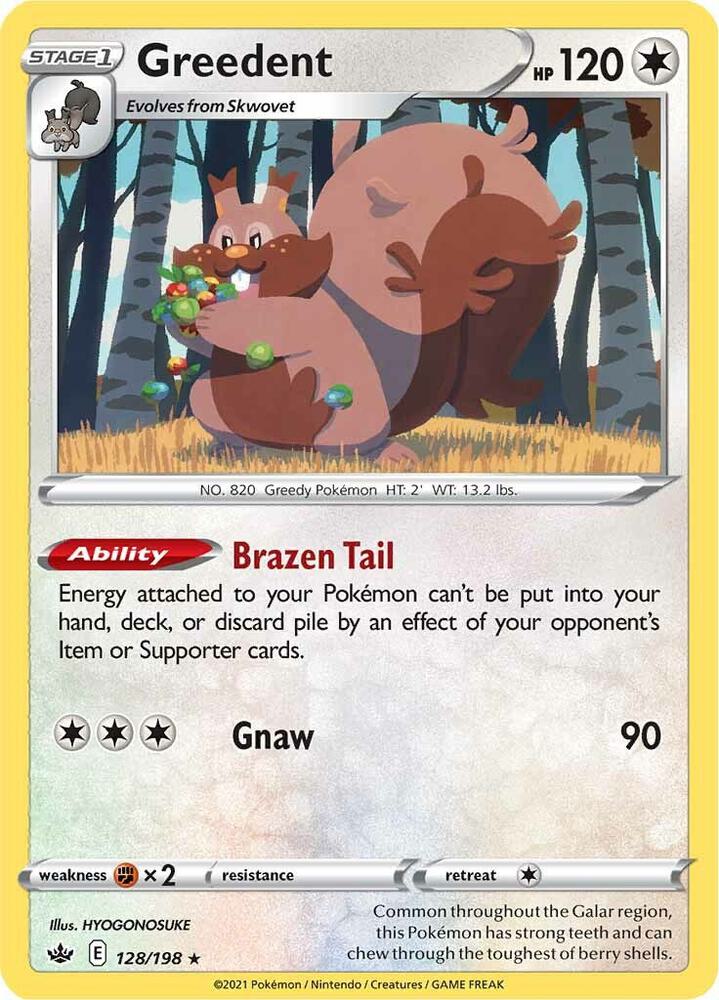 Greedent 128/198 Chilling Reign Pokémon card