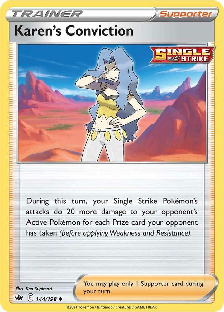 Karen's Conviction 144/198 Chilling Reign Pokémon card
