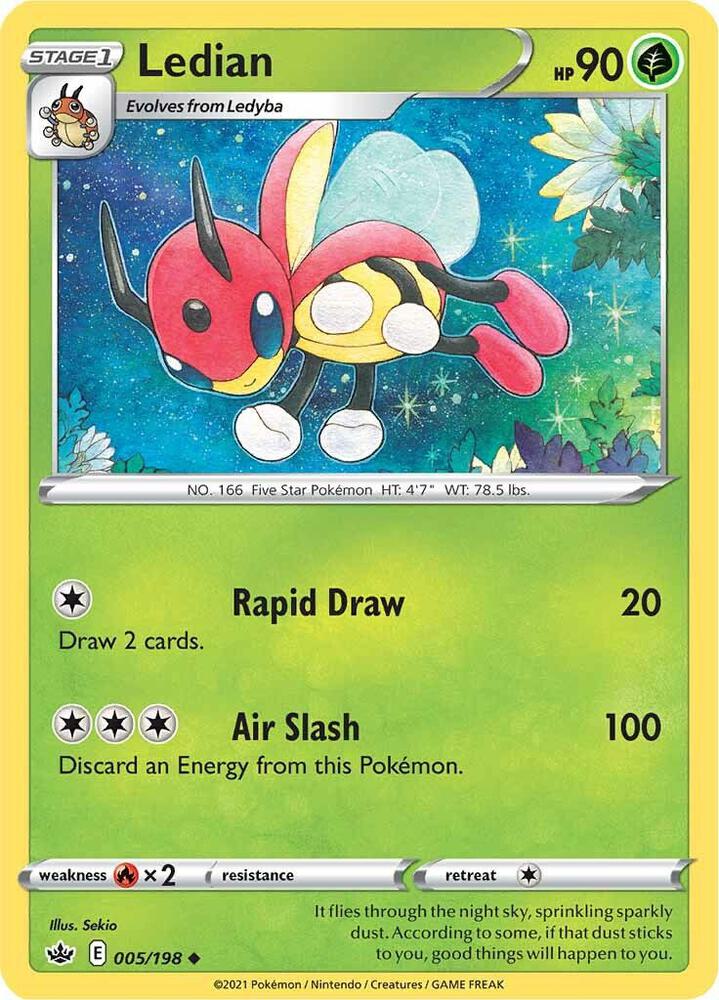 Ledian 005/198 Chilling Reign Pokémon card