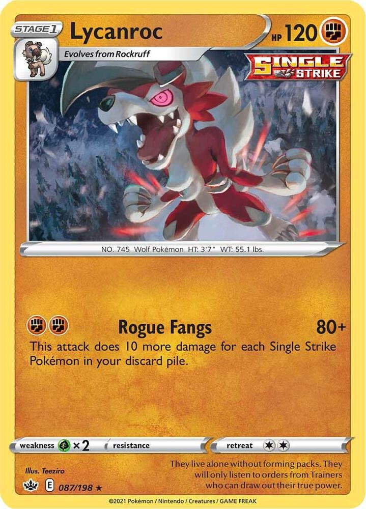 Lycanroc 087/198 Chilling Reign Pokémon card