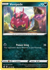 Venipede 105/198 Common – Chilling Reign Pokémon card