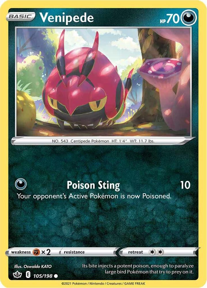 Venipede 105/198 Chilling Reign Pokémon card
