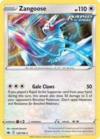 Zangoose 120/198 Rare – Chilling Reign Pokémon card