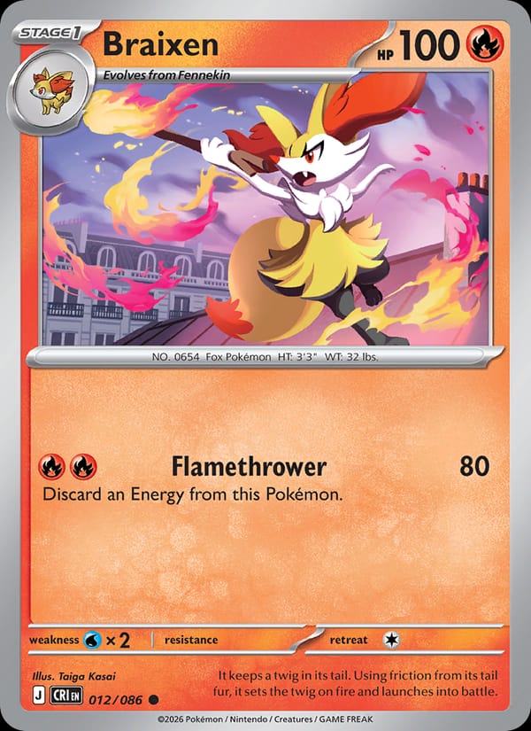 Braixen 012/086 Chaos Rising Pokémon card