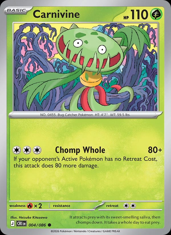Carnivine 004/086 Chaos Rising Pokémon card