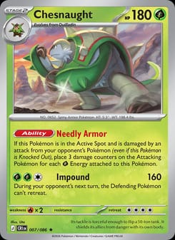 Chesnaught 007/086 Rare – Chaos Rising Pokémon card