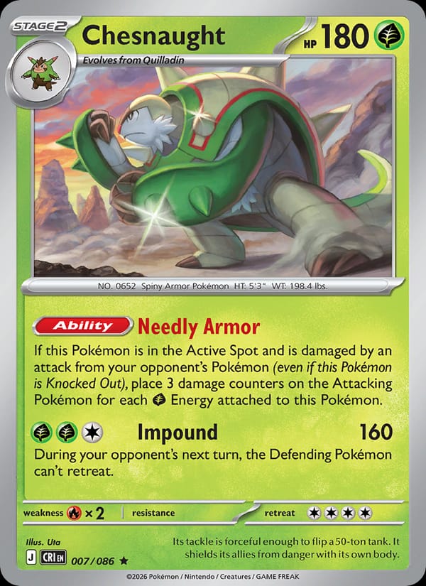 Chesnaught 007/086 Chaos Rising Pokémon card