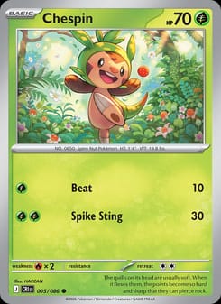 Chespin 005/086 Common – Chaos Rising Pokémon card