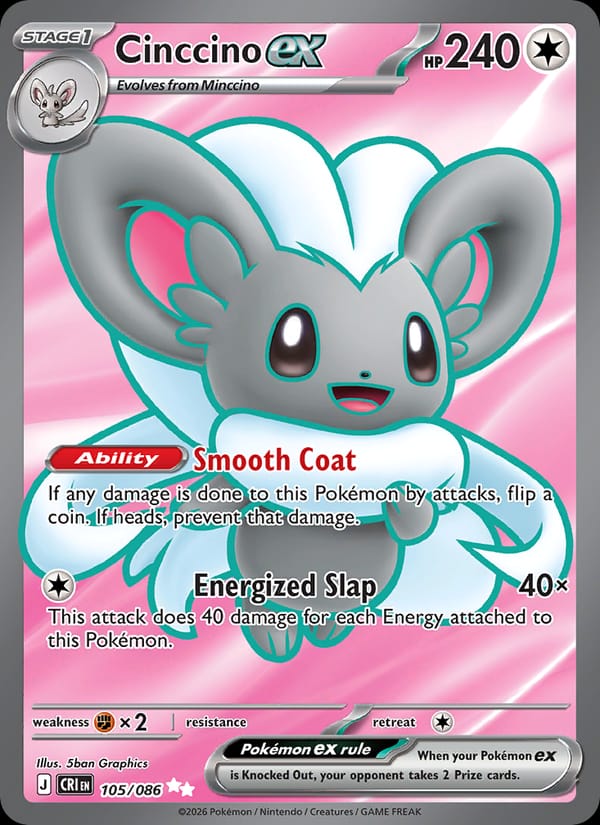 Cinccino ex 105/086 Chaos Rising Pokémon card