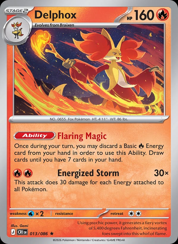 Delphox 013/086 Chaos Rising Pokémon card