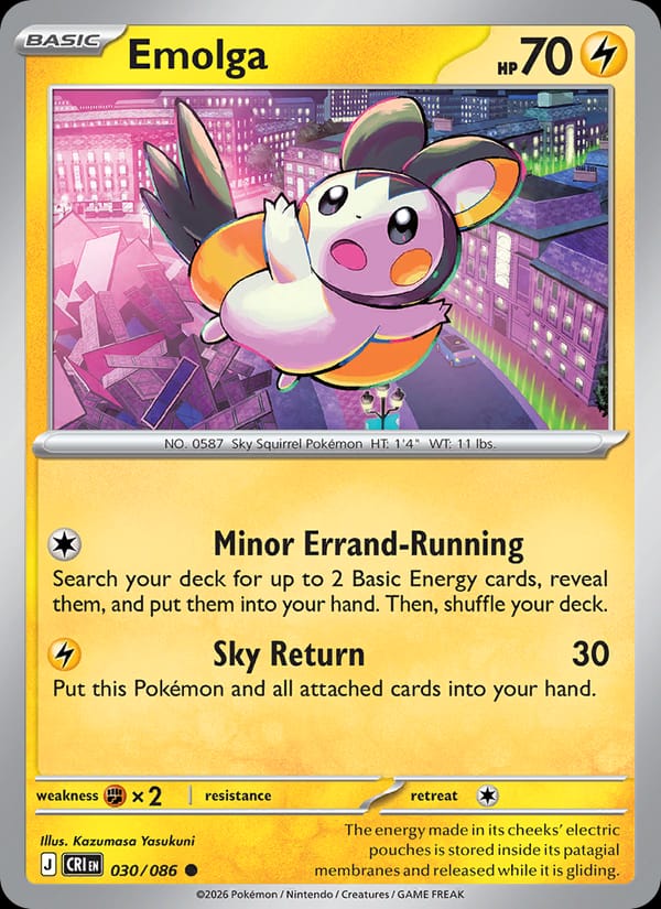Emolga 030/086 Chaos Rising Pokémon card