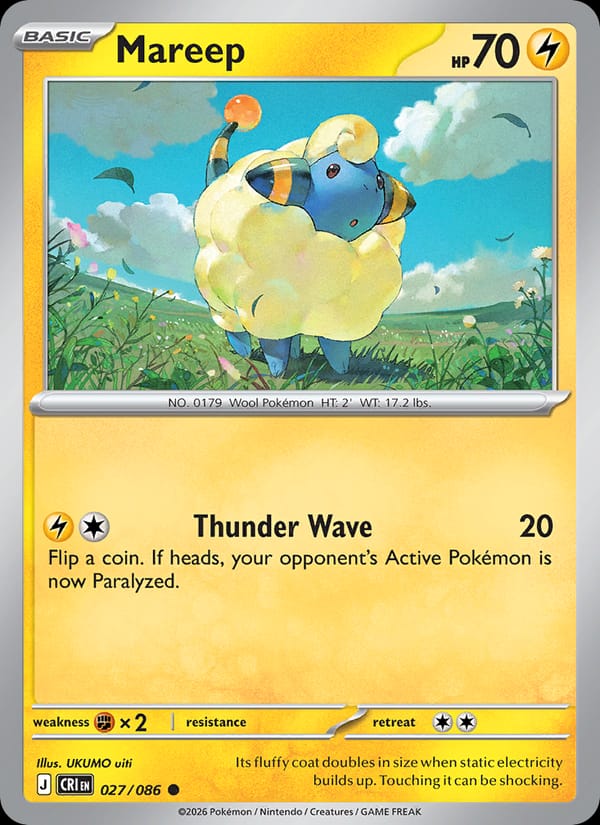 Mareep 027/086 Chaos Rising Pokémon card