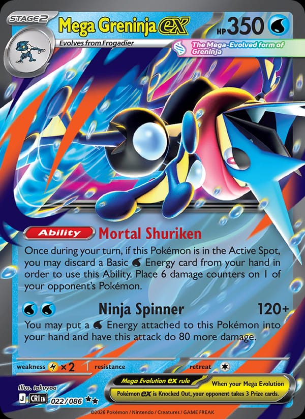 Mega Greninja ex 022/086 Chaos Rising Pokémon card