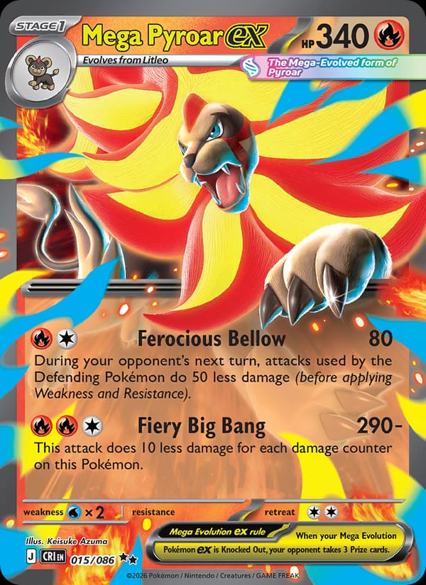 Mega Pyroar ex 015/086 Chaos Rising Pokémon card
