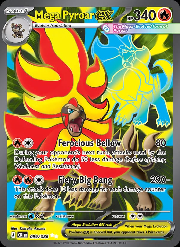 Mega Pyroar ex 099/086 Chaos Rising Pokémon card