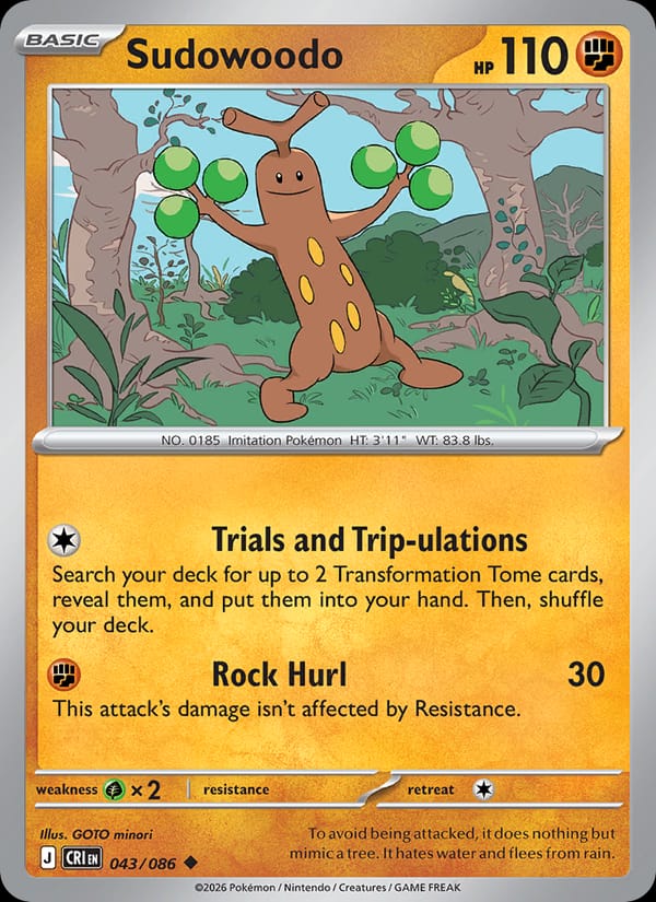 Sudowoodo 043/086 Chaos Rising Pokémon card