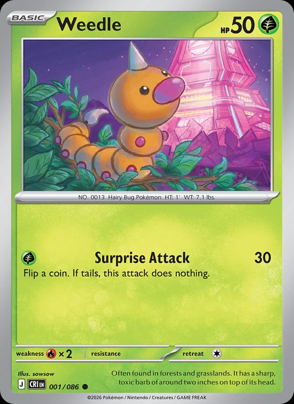 Weedle 001/086 Chaos Rising Pokémon card