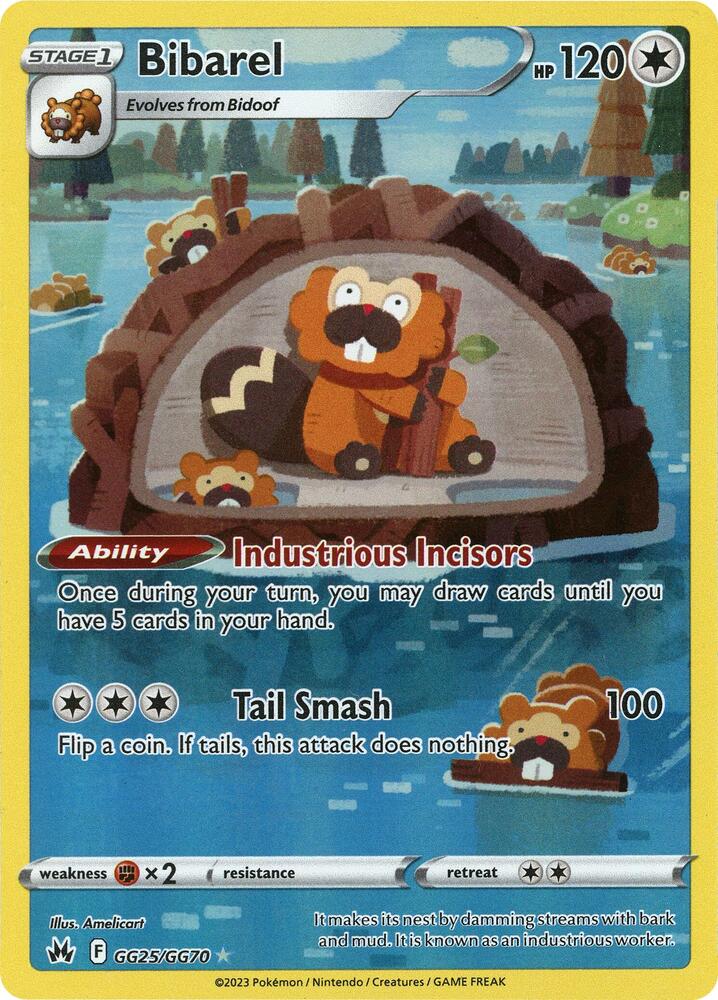 Bibarel GG25/GG70 Crown Zenith Pokémon card