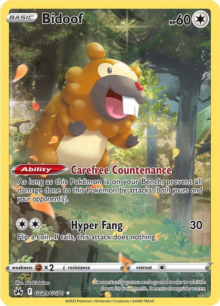 Bidoof GG29/GG70 Crown Zenith Pokémon card