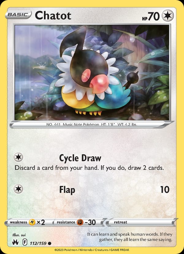 Chatot 112/159 Crown Zenith Pokémon card