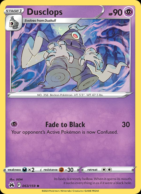 Dusclops 063/159 Crown Zenith Pokémon card