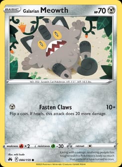 Galarian Meowth 084/159 Common – Crown Zenith Pokémon card