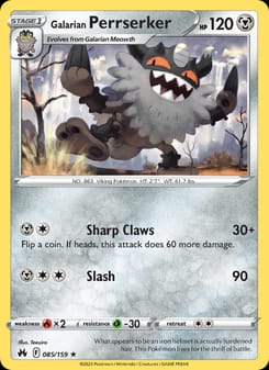 Galarian Perrserker 085/159 Rare – Crown Zenith Pokémon card