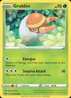 Grubbin 015/159 Common – Crown Zenith Pokémon card