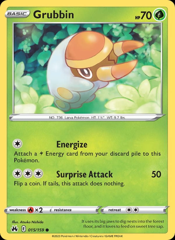 Grubbin 015/159 Crown Zenith Pokémon card