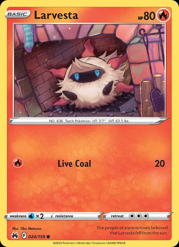 Larvesta 024/159 Crown Zenith Pokémon card