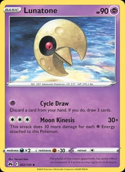 Lunatone 062/159 Uncommon – Crown Zenith Pokémon card