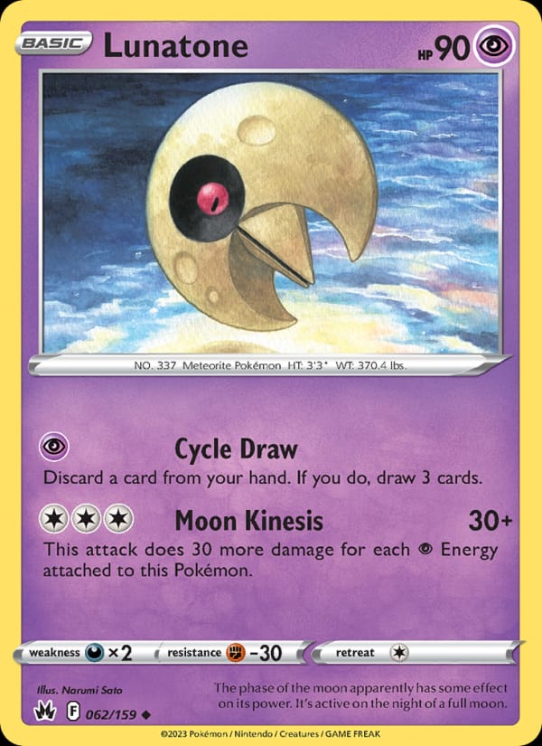 Lunatone 062/159 Crown Zenith Pokémon card
