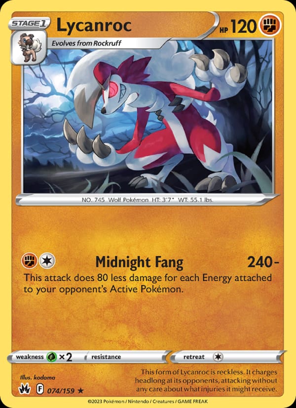 Lycanroc 074/159 Crown Zenith Pokémon card