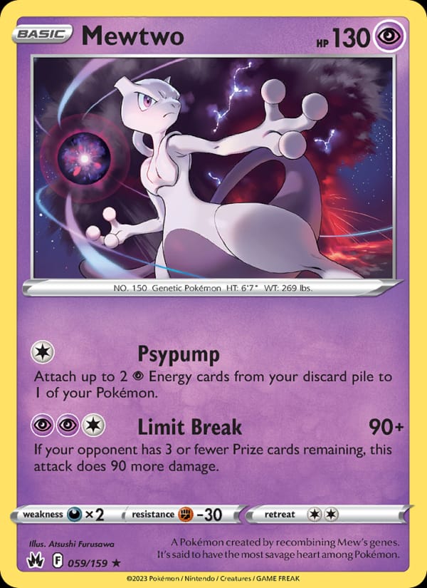 Mewtwo 059/159 Crown Zenith Pokémon card