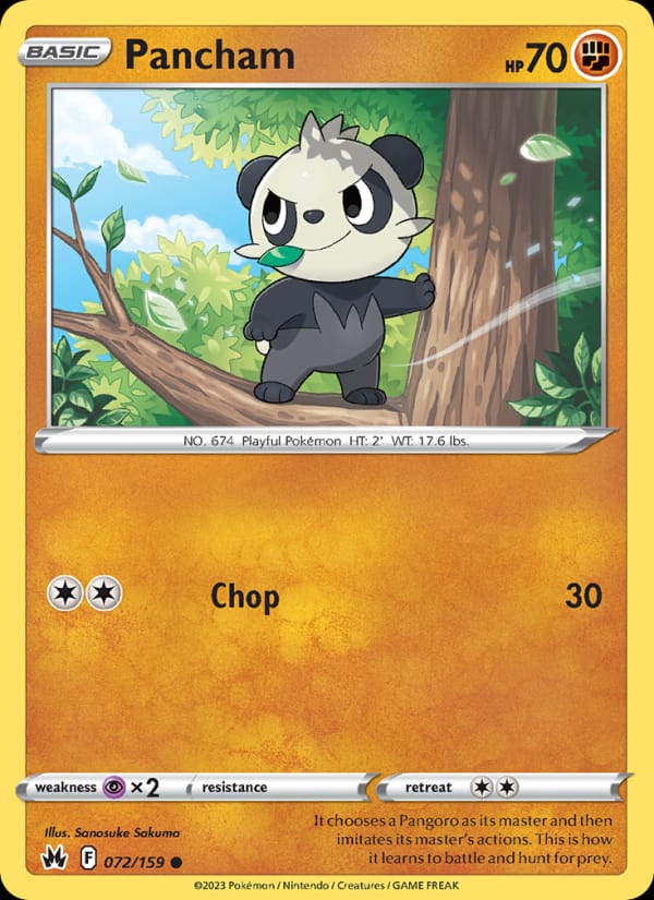 Pancham 072/159 Crown Zenith Pokémon card