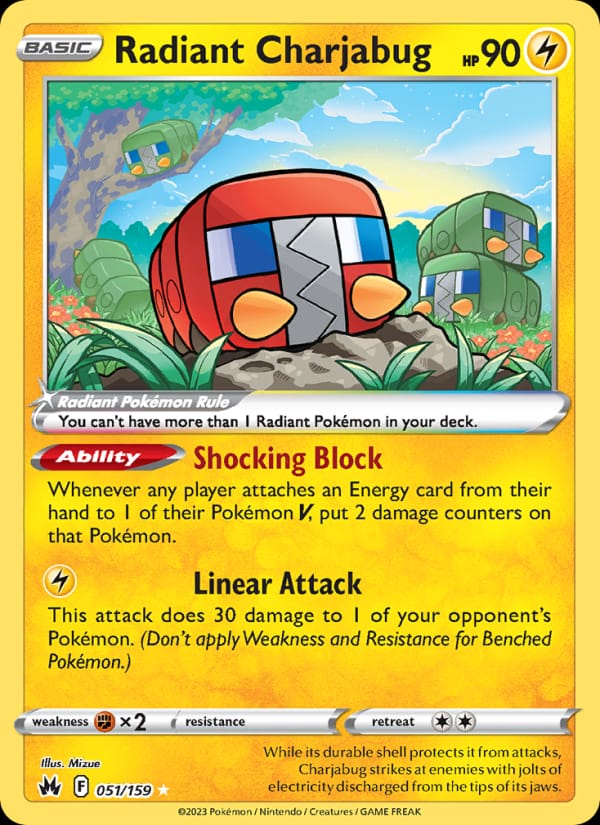 Radiant Charjabug 051/159 Crown Zenith Pokémon card