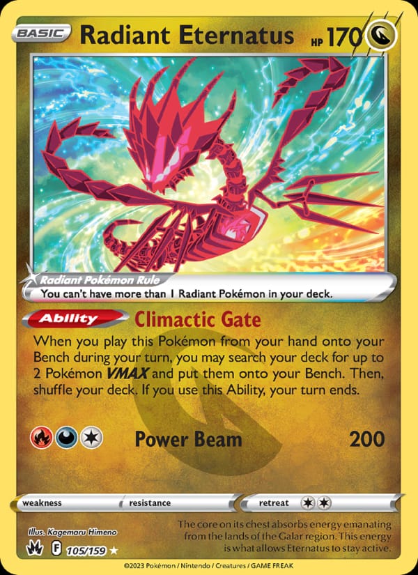 Radiant Eternatus 105/159 Crown Zenith Pokémon card