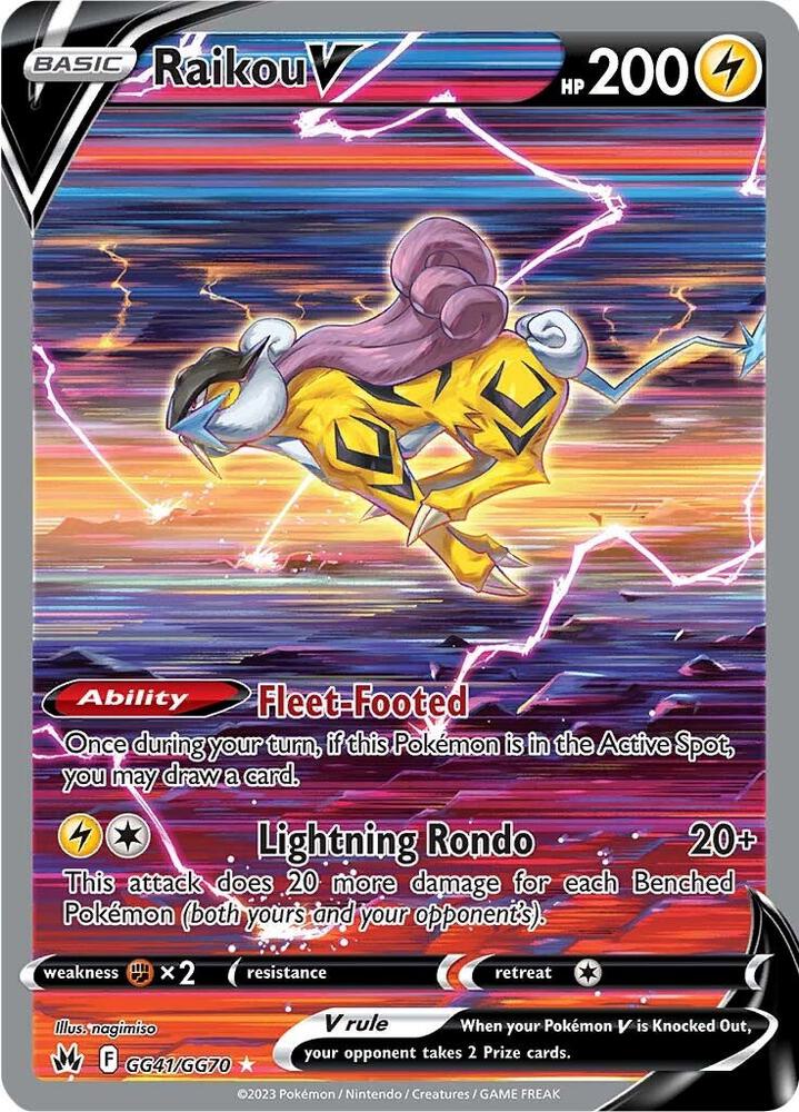 Raikou V GG41/GG70 Crown Zenith Pokémon card