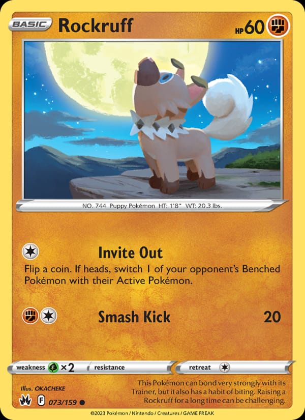 Rockruff 073/159 Crown Zenith Pokémon card