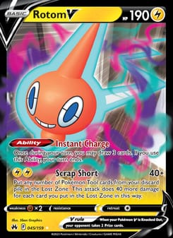 Rotom V 045/159 Ultra Rare – Crown Zenith Pokémon card