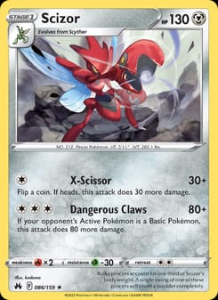 Scizor 086/159 Rare – Crown Zenith Pokémon card