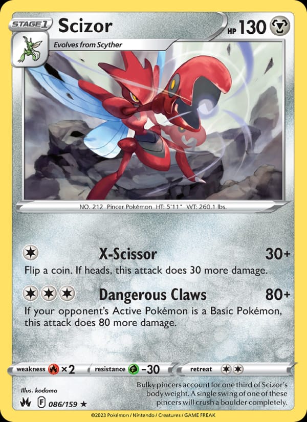Scizor 086/159 Crown Zenith Pokémon card