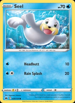 Seel 029/159 Common – Crown Zenith Pokémon card