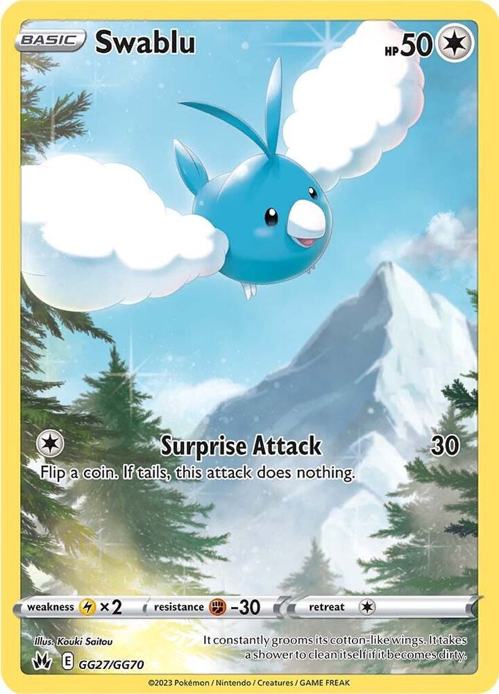 Swablu GG27/GG70 Crown Zenith Pokémon card