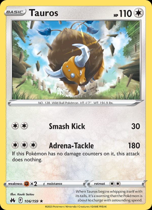 Tauros 106/159 Crown Zenith Pokémon card