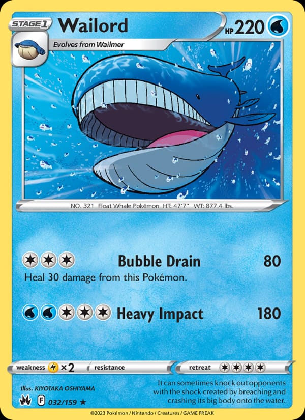Wailord 032/159 Crown Zenith Pokémon card