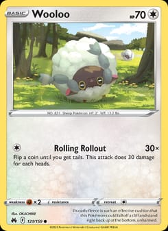 Wooloo 121/159 Common – Crown Zenith Pokémon card