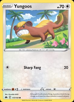 Yungoos 117/159 Common – Crown Zenith Pokémon card