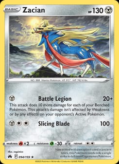 Zacian 094/159 Holo Rare – Crown Zenith Pokémon card