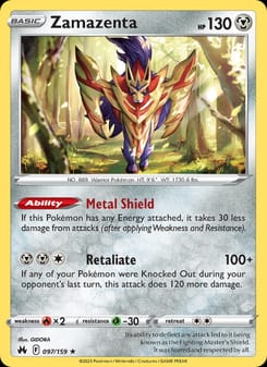 Zamazenta 097/159 Holo Rare – Crown Zenith Pokémon card